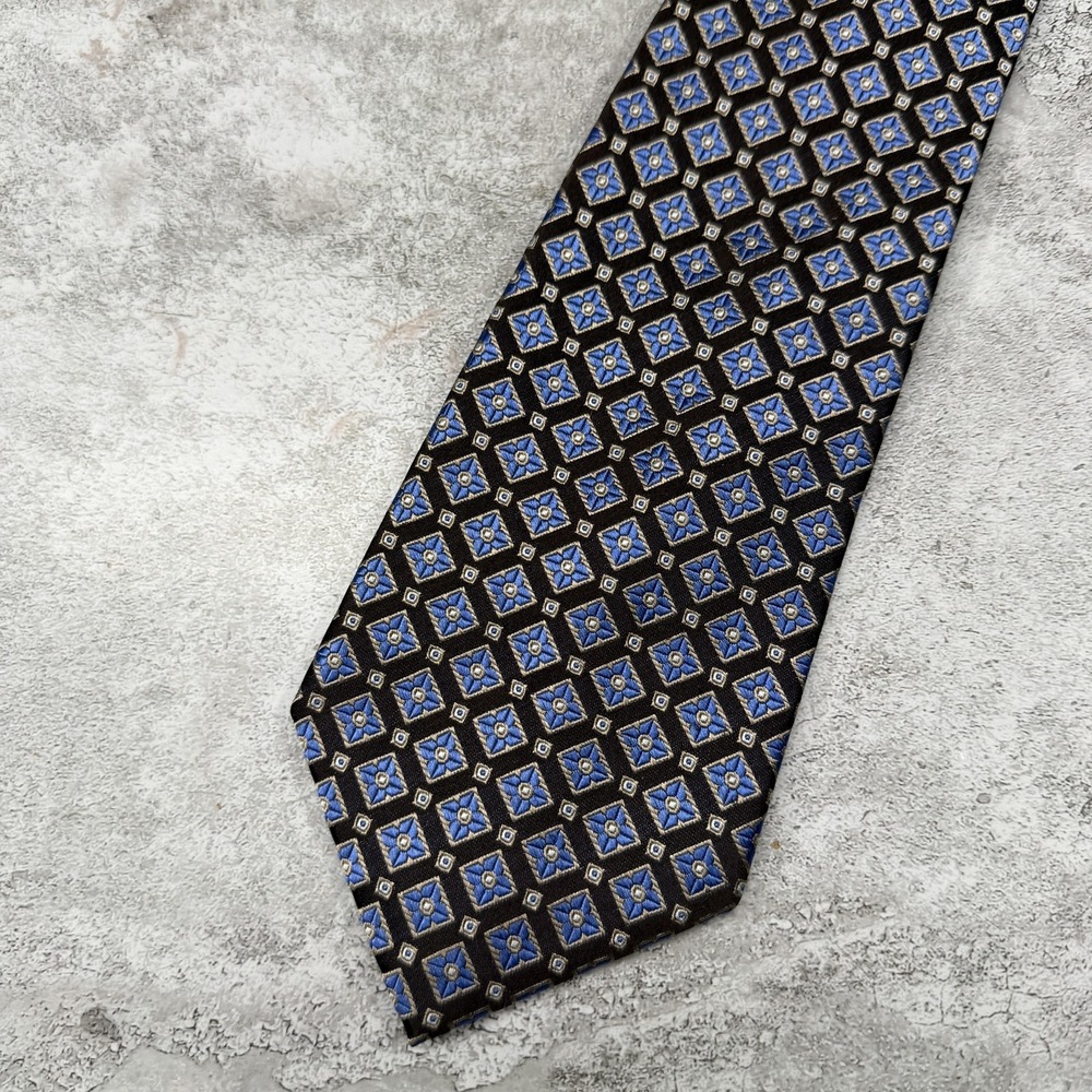 Tasso Elba 100% Silk Tie Mens One Size Brown Geometric Made In China Necktie